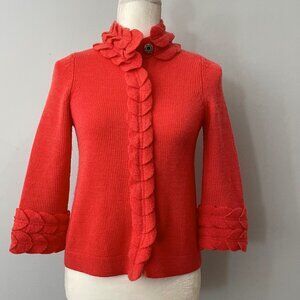 Anthropologie Moth Women's Coral Pink Cardigan Sweater Size XS